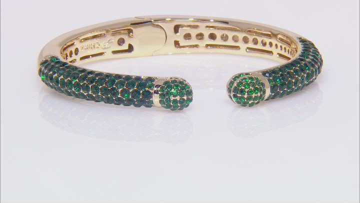 Gold Tone Green Crystal Cuff Bracelet