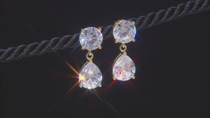 Gold Tone Over Brass with Cubic Zirconia Earrings 23.08ctw Video Thumbnail
