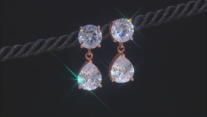 Rose Tone Over Brass with Cubic Zirconia Earrings 23.08ctw Video Thumbnail