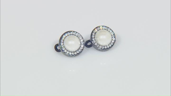 Gunmetal Tone White Crystal With Button Pearl Simulant Mask Holder for Glasses Video Thumbnail
