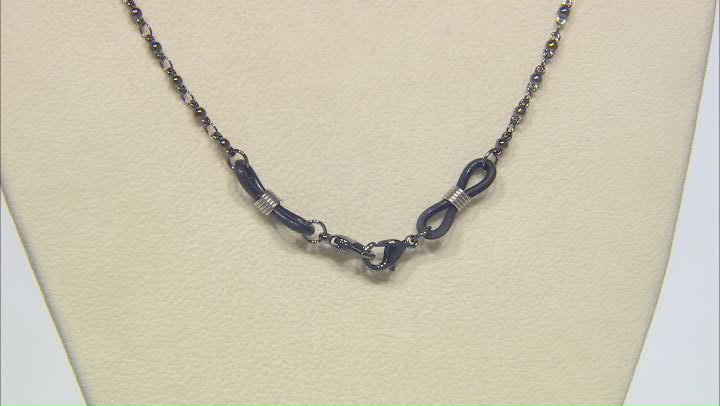 Gunmetal Tone Crystal and Mother-of-Pearl Face Mask Chain Holder Video Thumbnail