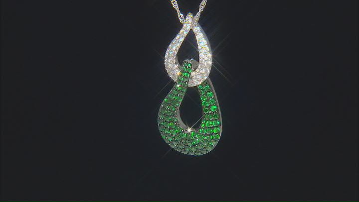 White and Green Cubic Zirconia Rhodium Over Brass Necklace 0.25ctw Video Thumbnail