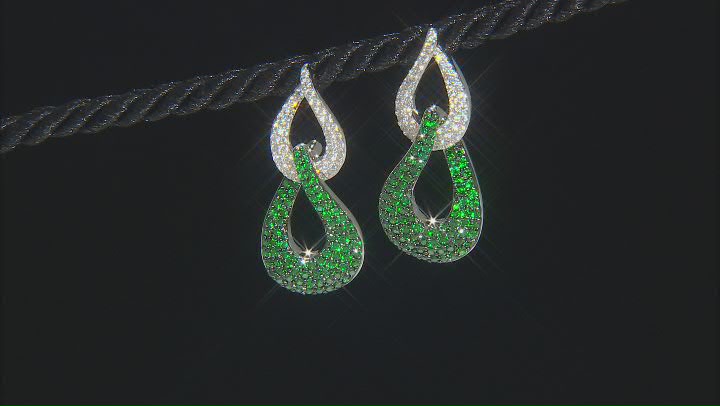 White and Green Cubic Zirconia Rhodium Over Brass  Earrings 0.18ctw Video Thumbnail