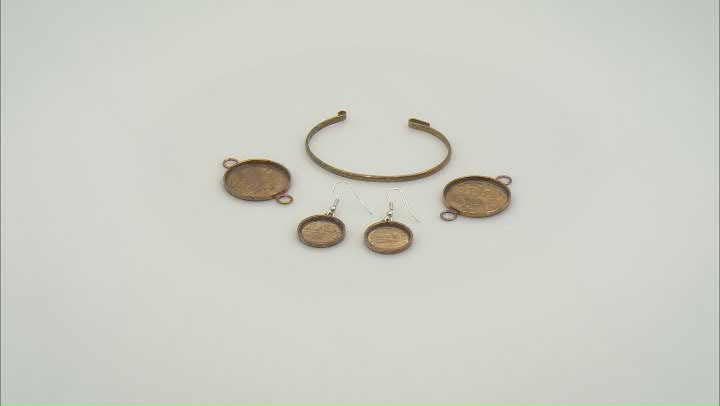 Interchangeable Antq Brass Bracelet And Antq Brass Rd Earring Bezel Set Video Thumbnail