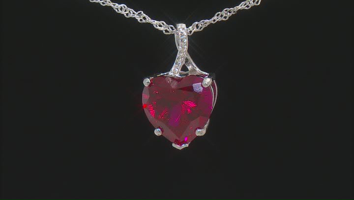 Red Lab Created Ruby Rhodium Over Sterling Silver Pendant With Chain 7.04ctw Video Thumbnail