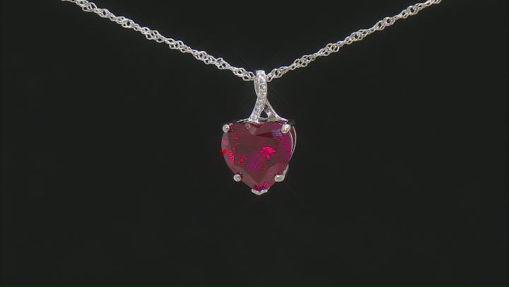 Red Lab Created Ruby Rhodium Over Sterling Silver Pendant With Chain 7.04ctw Video Thumbnail