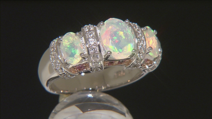 Ethiopian Opal Rhodium Over Sterling Silver Ring 1.95ctw Video Thumbnail