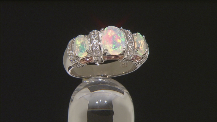 Ethiopian Opal Rhodium Over Sterling Silver Ring 1.95ctw Video Thumbnail