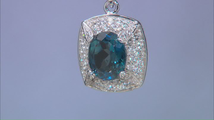 London Blue Topaz Sterling Silver Pendant With Chain 3.44ctw Video Thumbnail