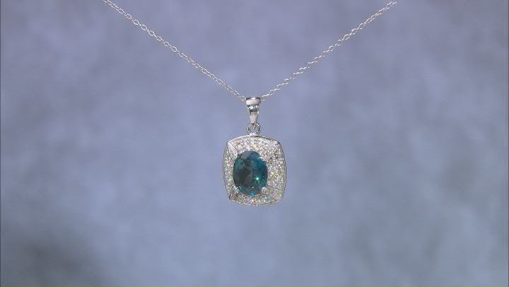 London Blue Topaz Sterling Silver Pendant With Chain 3.44ctw Video Thumbnail