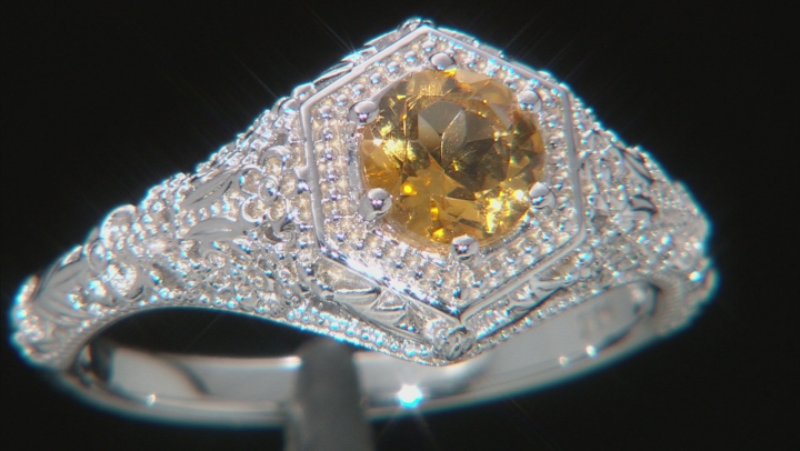 Yellow Citrine Rhodium Over Sterling Silver Ring .68ctw Video Thumbnail