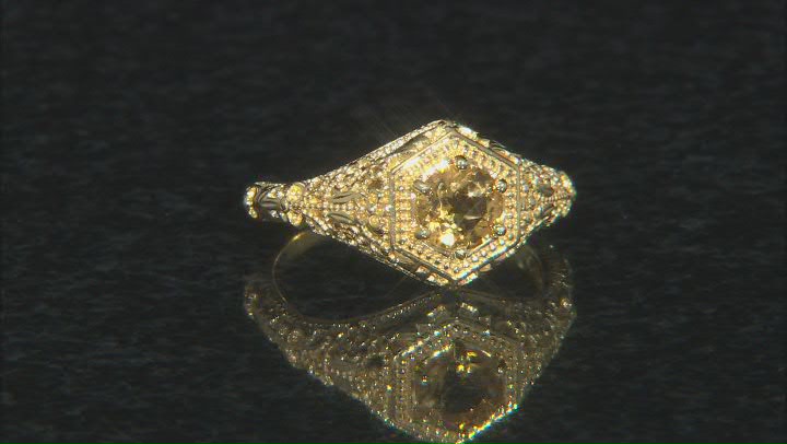 Yellow Citrine 18k Yellow Gold Over Sterling Silver Ring .68ct Video Thumbnail
