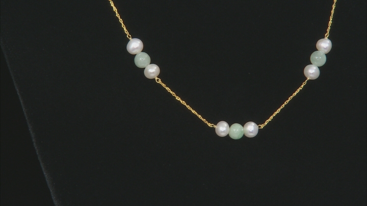 Green Jadeite 14K Yellow Gold Over Sterling Silver Necklace. Video Thumbnail