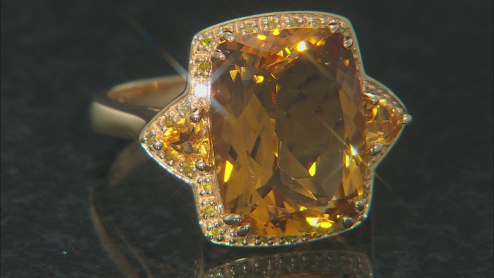 Yellow citrine 18k yellow gold over silver ring 7.65ctw Video Thumbnail