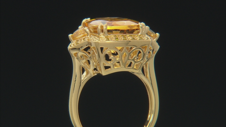 Yellow citrine 18k yellow gold over silver ring 7.65ctw Video Thumbnail