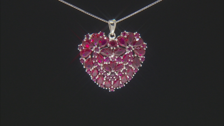 Red Lab Created Ruby Rhodium Over Silver Pendant With Chain 7.96ctw Video Thumbnail