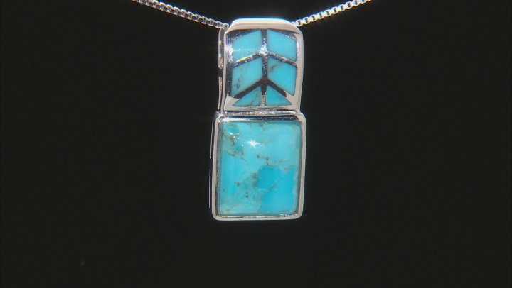 Blue Composite Turquoise Rhodium Over Sterling Silver Slide With Chain Video Thumbnail