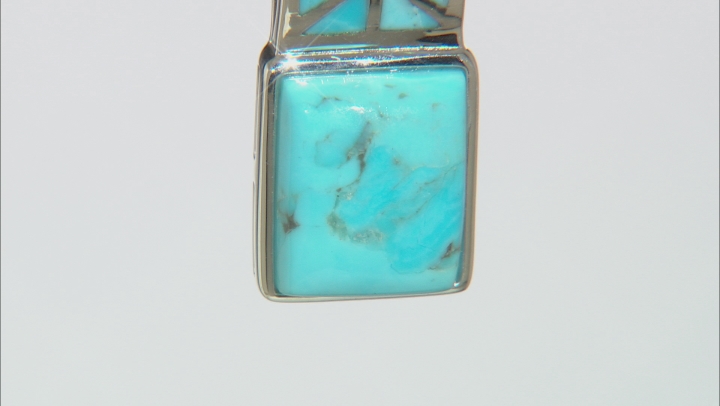Blue Composite Turquoise Rhodium Over Sterling Silver Slide With Chain Video Thumbnail