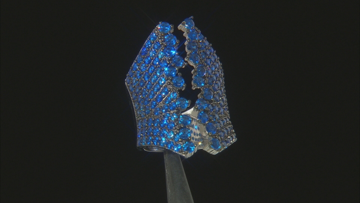 Blue Lab Created Spinel Rhodium Over Sterling Silver Ring 4.14ctw Video Thumbnail