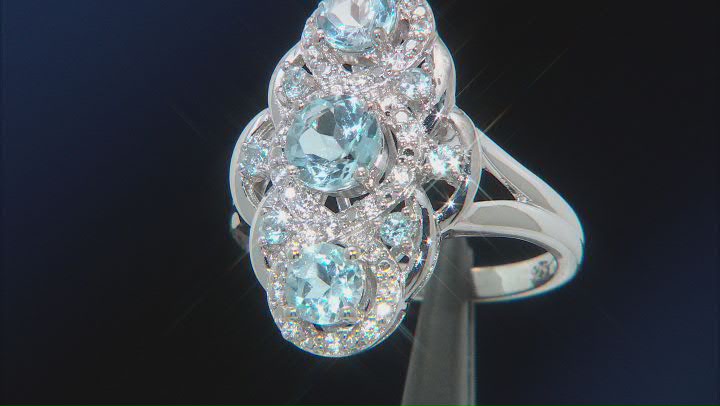 Blue Topaz Rhodium Over Silver Ring 2.57ctw Video Thumbnail
