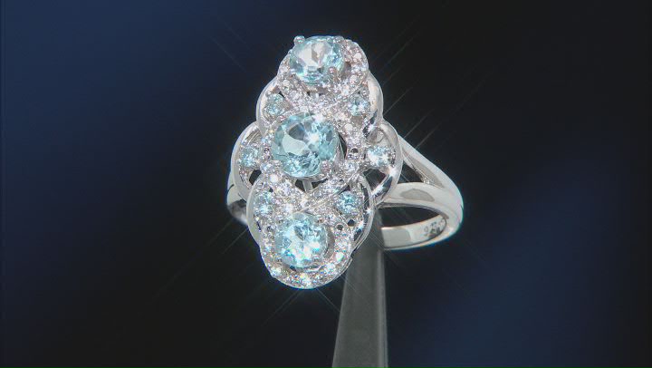 Blue Topaz Rhodium Over Silver Ring 2.57ctw Video Thumbnail