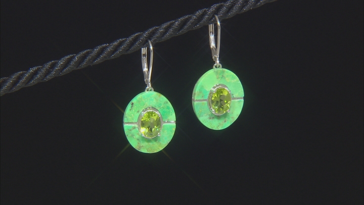 Green Peridot Rhodium Over Sterling Silver Earrings 2.21ctw Video Thumbnail