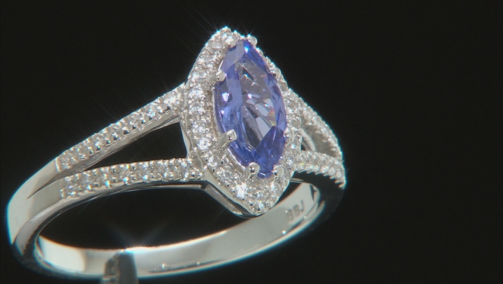Blue Tanzanite Rhodium Over Sterling Silver Ring 1.26ctw Video Thumbnail