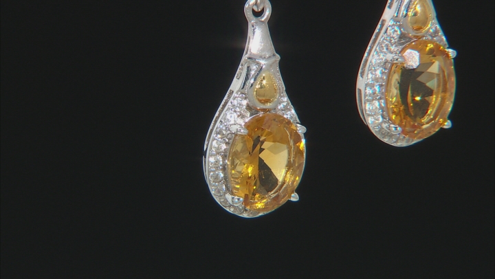 Yellow citrine rhodium and 18k gold over sterling silver earrings 3.16ctw