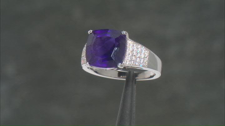Purple amethyst rhodium over sterling silver ring 4.09ctw Video Thumbnail
