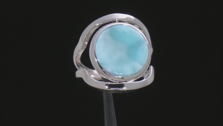 Blue larimar Rhodium Over Sterling Silver "Spinner" Ring Video Thumbnail