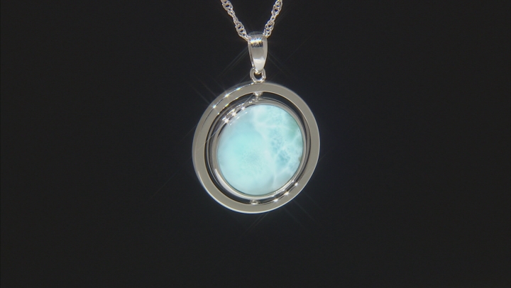 Blue Larimar Rhodium Over Silver Reversible Pendant With Chain Video Thumbnail