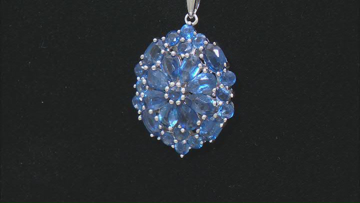 Blue Kyanite Rhodium Over Sterling Silver Pendant with Chain. 6.96ctw Video Thumbnail