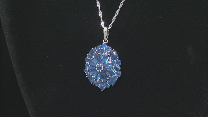 Blue Kyanite Rhodium Over Sterling Silver Pendant with Chain. 6.96ctw Video Thumbnail