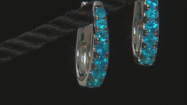 Blue Apatite Rhodium Over Sterling Silver Hoop Earrings 1.04ctw Video Thumbnail