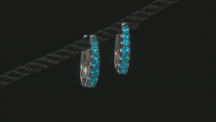 Blue Apatite Rhodium Over Sterling Silver Hoop Earrings 1.04ctw Video Thumbnail