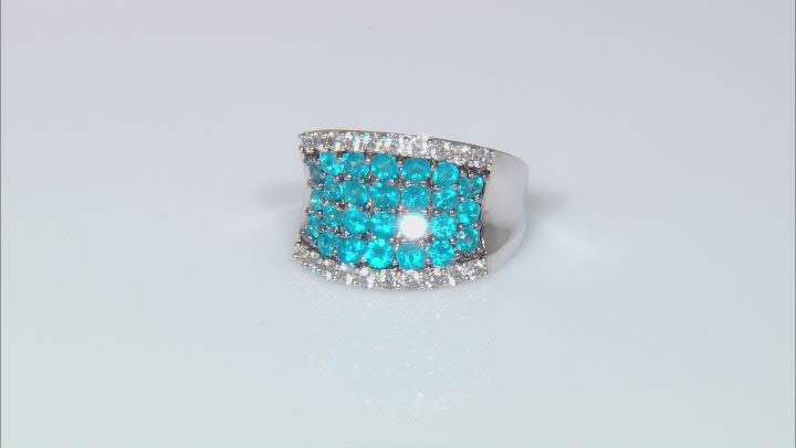 Blue Neon Apatite Rhodium Over Sterling Silver Ring 3.00ctw Video Thumbnail