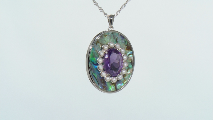 Purple Amethyst Rhodium Over Sterling Silver Pendant With Chain 4.89ct Video Thumbnail