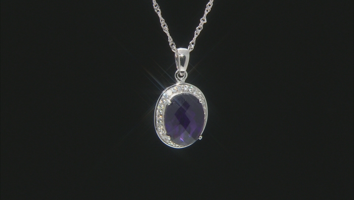 Purple Amethyst Rhodium Over Silver Pendant With Chain 8.53ctw Video Thumbnail
