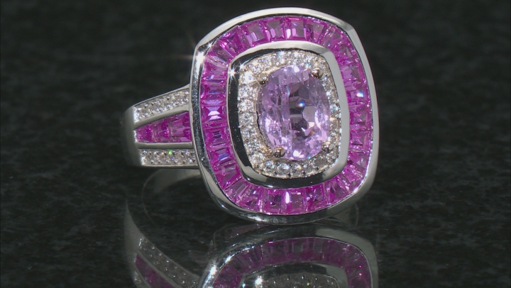 Pink Kunzite Rhodium Over Sterling Silver Ring 2.92ctw Video Thumbnail