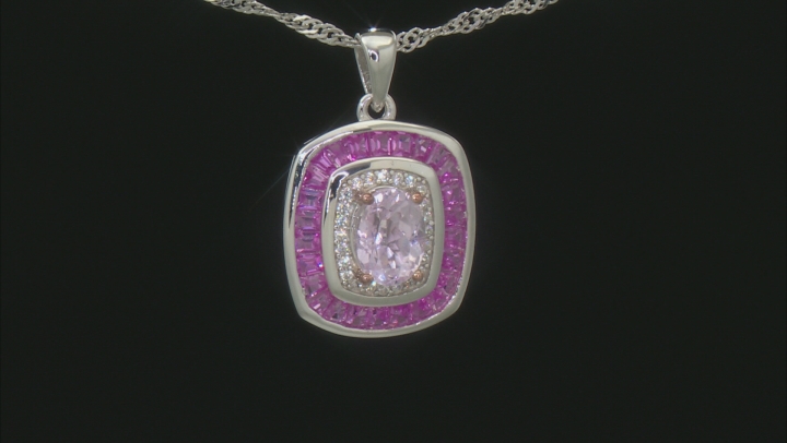 Pink Kunzite Rhodium Over Sterling Silver Pendant With Chain 2.55ctw Video Thumbnail