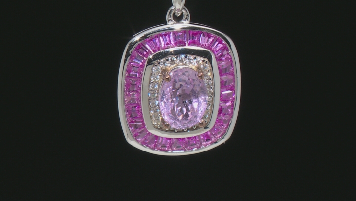 Pink Kunzite Rhodium Over Sterling Silver Pendant With Chain 2.55ctw Video Thumbnail