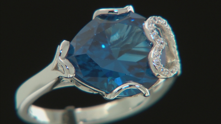 Blue Lab Created Spinel Rhodium Over Silver Ring 7.97ctw Video Thumbnail