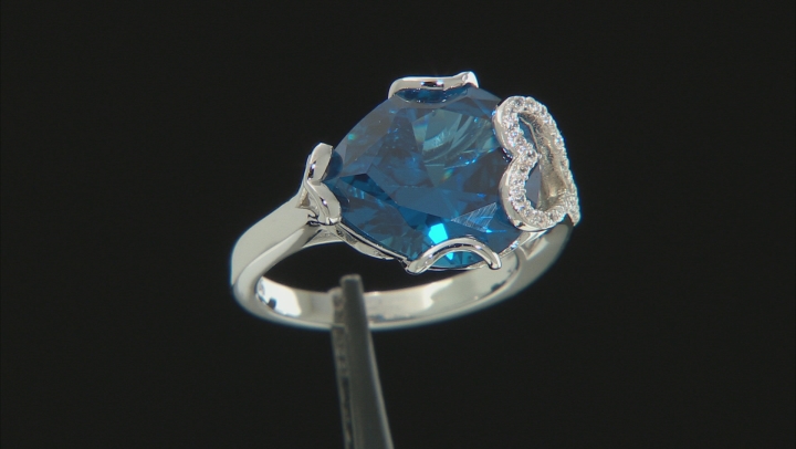 Blue Lab Created Spinel Rhodium Over Silver Ring 7.97ctw Video Thumbnail