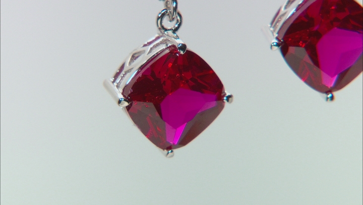 Red Lab Created Ruby Rhodium Over Silver Earrings 10.20ctw Video Thumbnail