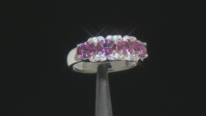 Pink Garnet Rhodium Over Sterling Silver Ring 1.50ctw Video Thumbnail