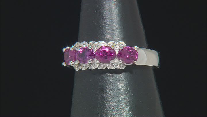 Pink Garnet Rhodium Over Sterling Silver Ring 1.50ctw Video Thumbnail