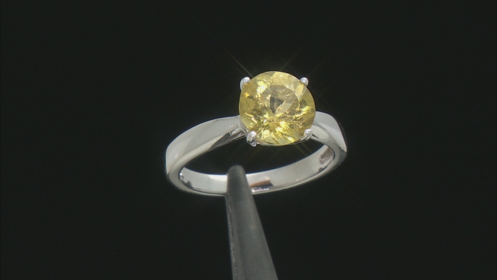 Yellow Apatite Rhodium Over Sterling Silver Solitaire Ring 2.44ct Video Thumbnail