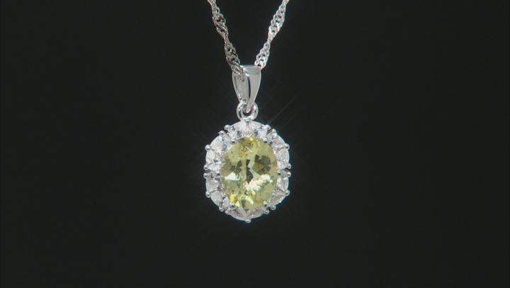 Yellow Apatite Rhodium Over Silver Pendant With Chain 3.11ct Video Thumbnail