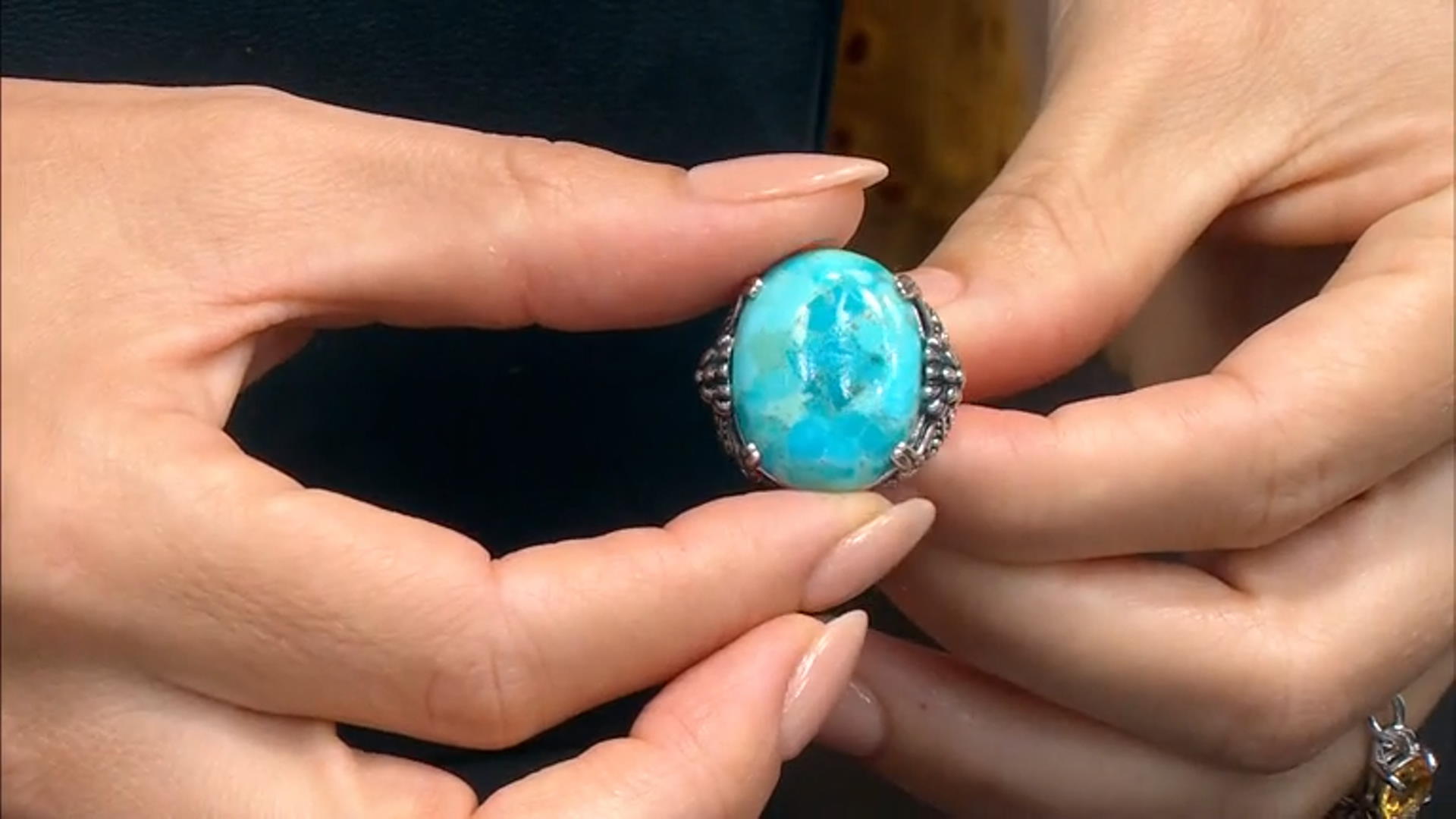 Blue Turquoise Sterling Silver Ring Video Thumbnail