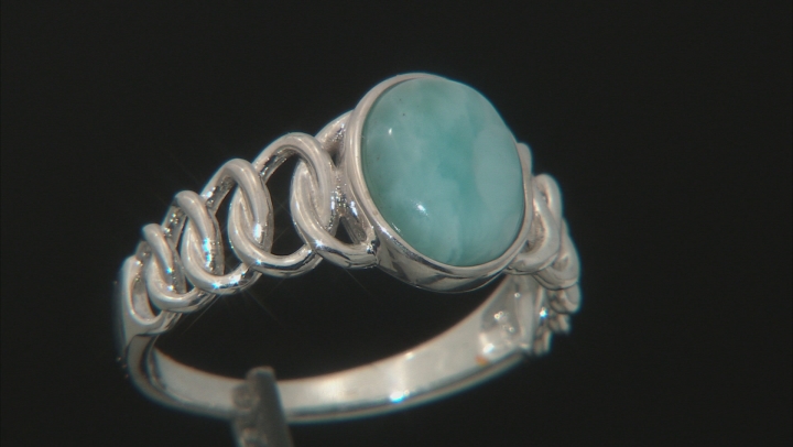 Blue Larimar Rhodium Over Sterling Silver Ring Video Thumbnail